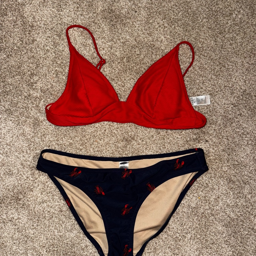 Red and Navy Lobster Bikini Set